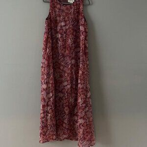 Sheer Sleeveless Maxi Dress M Floral Paisley Lightweight Boho Cottagecore Chic